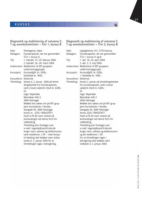 Muskuloskeletalt Forum - 4/2003 (pdf) - Fagforum for ...