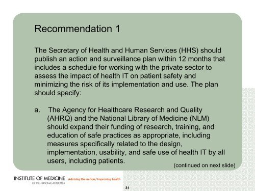 Download slides of the presentation - National Patient Safety ...