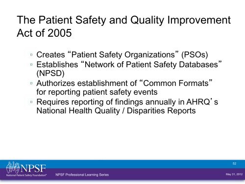 Download slides of the presentation - National Patient Safety ...