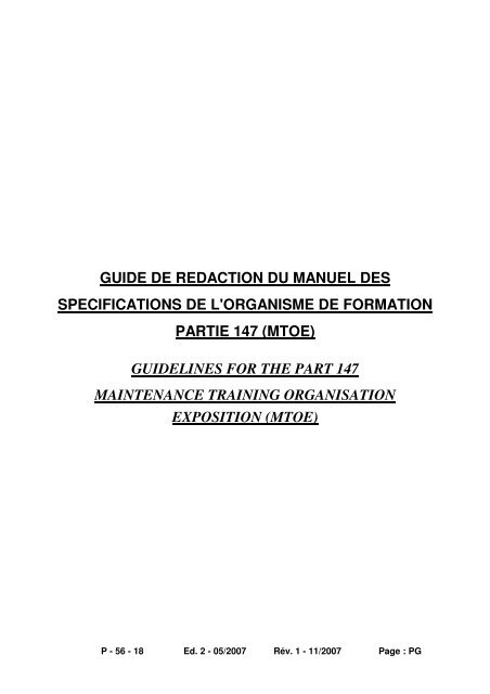 guide de redaction du manuel des specifications de l'organisme de ...