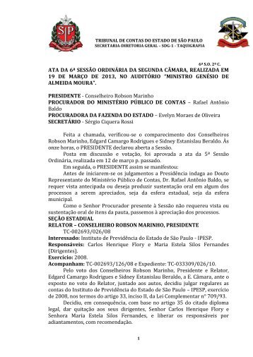 ata da 6Âª sessÃ£o ordinÃ¡ria da segunda cÃ¢mara, realizada em 19 de ...