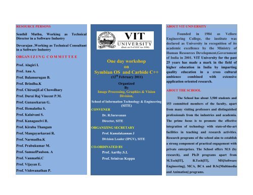 One day workshop on Symbian OS and Carbide C++ - VIT University