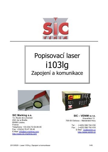 i103lg - zapojenÃ­ a komunikace - SIC-Venim s.r.o.