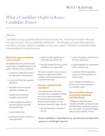 What a Candidate Ought to Know: Candidate Primer