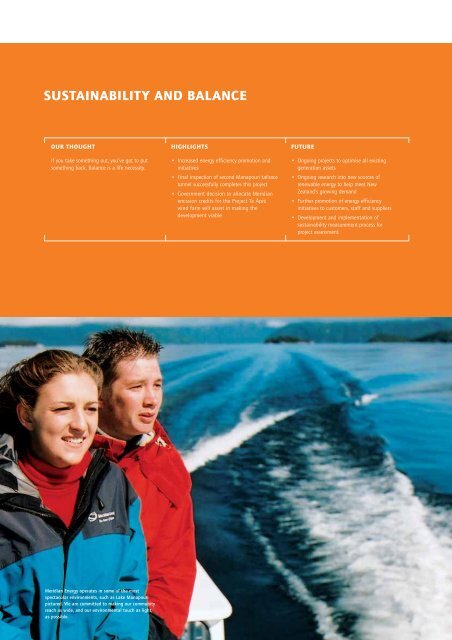 sustainability and balance - Annual Report 2003 - Meridian Energy