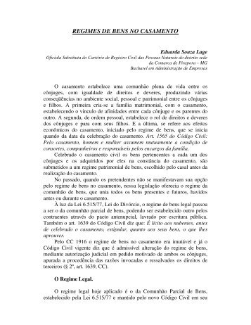 REGIMES DE BENS NO CASAMENTO - Recivil