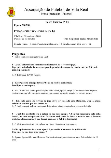 perguntas sobre futebol de campo​ 