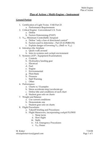 Multi-Engine Plan of Action - St. Louis Pilot Services