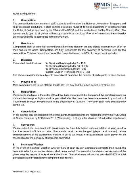 Rules & Regulations - NUS Office of Alumni Relations