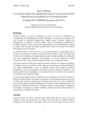 Math & Manips ou comment intÃ©grer des manipulations dans les ...