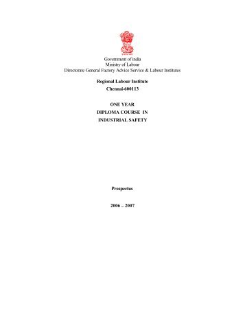 Regional Labour Institute, Chennai (pdf format) - DGFASLI