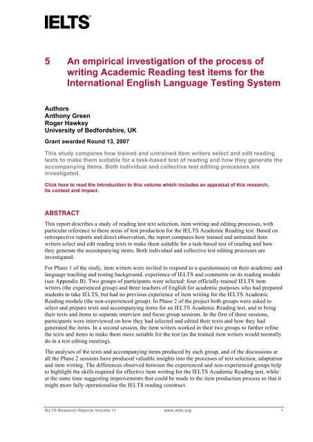 An investigation of the process of writing IELTS Academic Reading ...