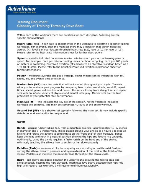 Training Document: Glossary of Training Terms by ... - Active.com