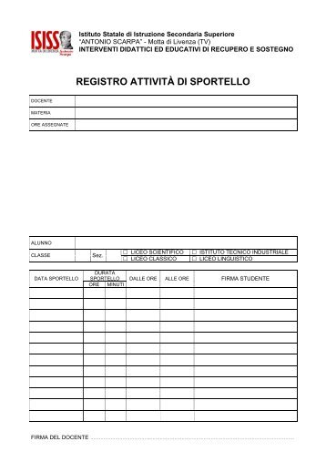 REGISTRO ATTIVITÃ DI SPORTELLO - ISISS Antonio Scarpa