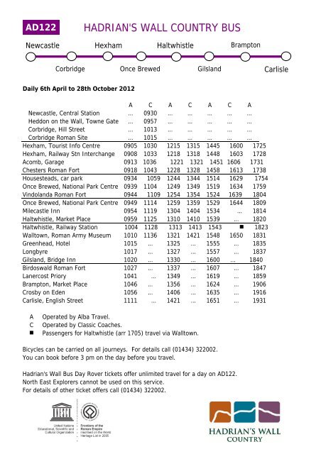 ADAPT Tynedale Northumberland 1st Serv 63 bus timetable Corbridge Hexham 2000 