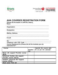 to Download Registration Form - Fortis Healthcare