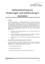 Geltendmachung von Forderungen und Vollstreckung in Australien