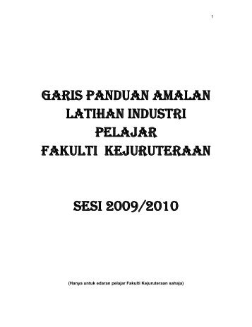 garis panduan amalan latihan industri pelajar fakulti kejuruteraan ...