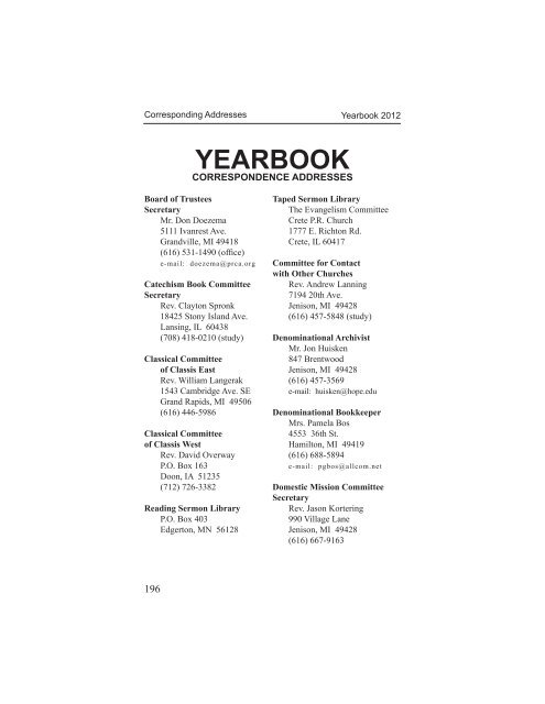 2012 Yearbook of the PRC - Protestant Reformed Churches in ...