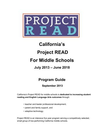 Download the Project READ Program Guide - CalSTAT