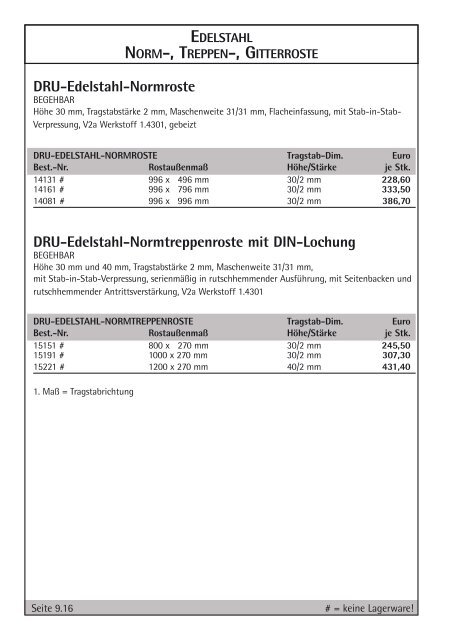 Stahlhandel Preisliste