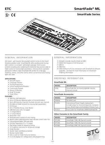 ETC SmartFade ML Datasheet