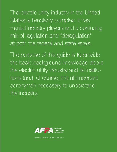 2011 APPA Neophyte's Guide to Electricity - American Public Power ...