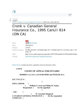 Cronk v. Canadian General Insurance Co., 1995 CanLII 814 (ON CA)