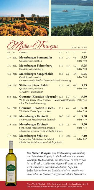 Preisliste sePteMBer 2013 - Winzerverein Meersburg eG