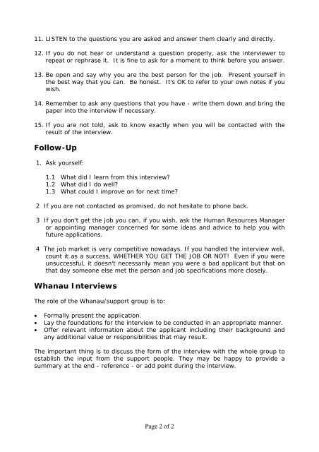 Guidelines for Job Interview for the Interviewee