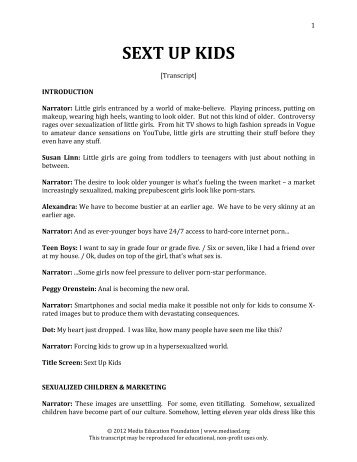Sext Up Kids [Transcript] - Media Education Foundation
