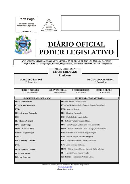 DIÃRIO OFICIAL PODER LEGISLATIVO - AssemblÃ©ia Legislativa do ...