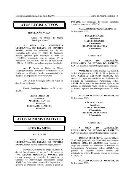 DIÃRIO OFICIAL PODER LEGISLATIVO - AssemblÃ©ia Legislativa do ...