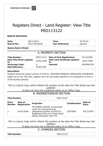 Registers Direct - Land Register: View Title MID113122 - Land Matters