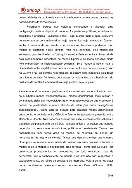 notas sobre a transversalidade na pesquisa e no ... - Anpap