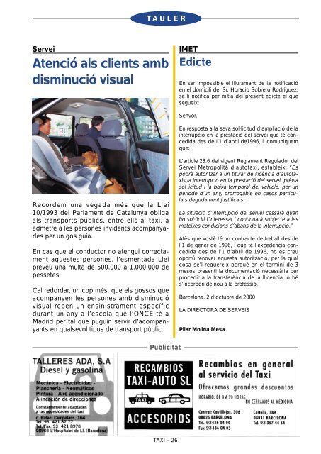 PDF Revista Taxi nÃ‚Âº136 - Institut MetropolitÃƒÂ  del Taxi