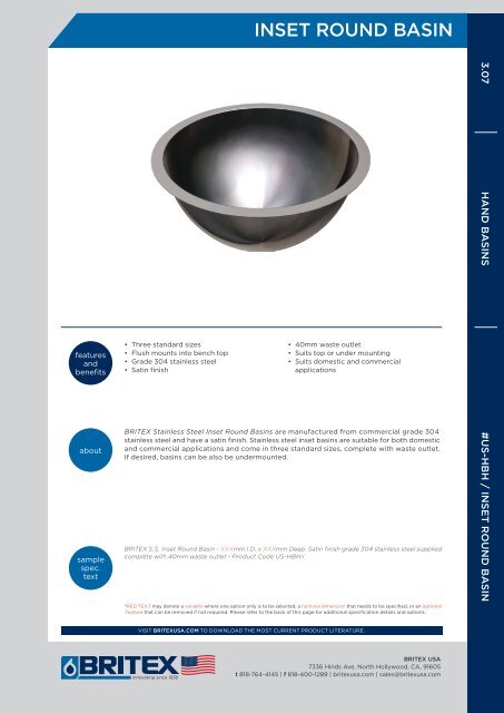 INSEt ROUND BASIN - Britex