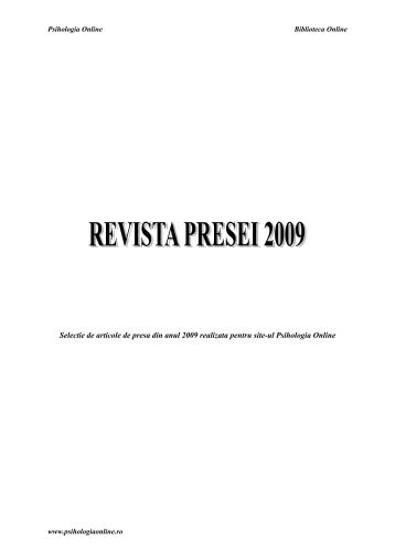 Selectie de articole de presa din anul 2009 ... - Psihologia Online