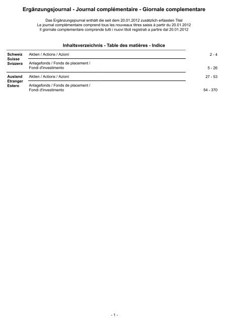 ErgÃ¤nzungsjournal - Journal complÃ©mentaire - Giornale ...