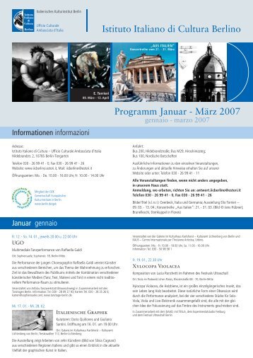 Programm Januar - MÃ¤rz 2007 Istituto Italiano di Cultura Berlino