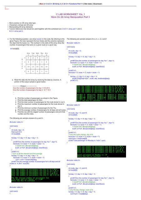 2D Array 3 - Tenouk C & C++