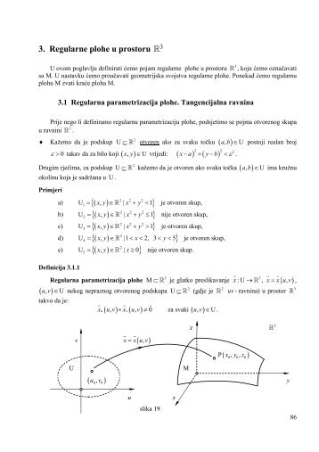 Regularna parametrizacija plohe. Tangencijalna ravnina