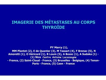 IMAGERIE DES MÃTASTASES AU CORPS THYROÃDE