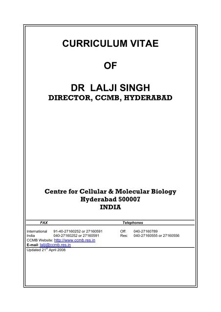 Dr Lalji Singh - CCMB