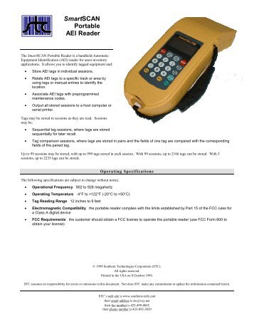 SmartSCAN Portable AEI Reader - Signal Computer Consultants