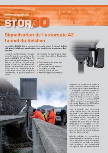 Signalisation de l'autoroute A2 â tunnel du Belchen - Signal AG