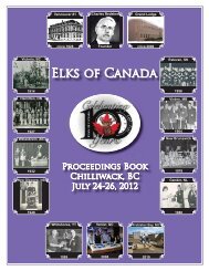 2012 Proceedings, Chilliwack, BC (PDF) - Elks of Canada