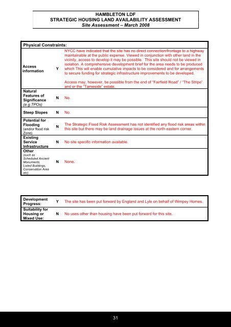 site assessment - Hambleton District Council