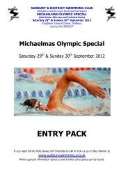 sudbury entry pack - Rochford and District Swimming club (RADS)