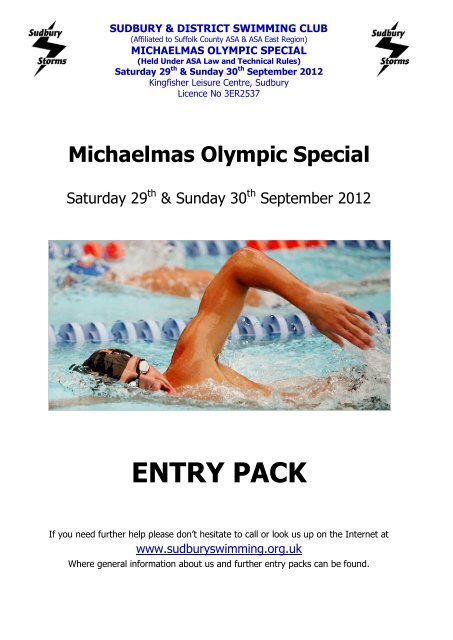 sudbury entry pack - Rochford and District Swimming club (RADS)